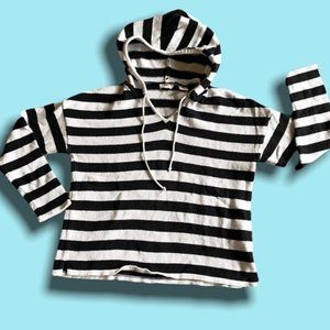 new LEVI’S black & white striped knit Baja hoodie